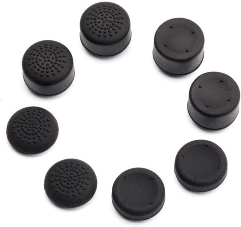 Rowsmau 8 Pcs Heightened Soft Silicone Anti-Slip Analog Joystick Thumb Grip Stick Cap Cover Case Skin Skid Heighten for PlayStation 4 PS4 PS3 Xbox Controller (Black) - Image 1